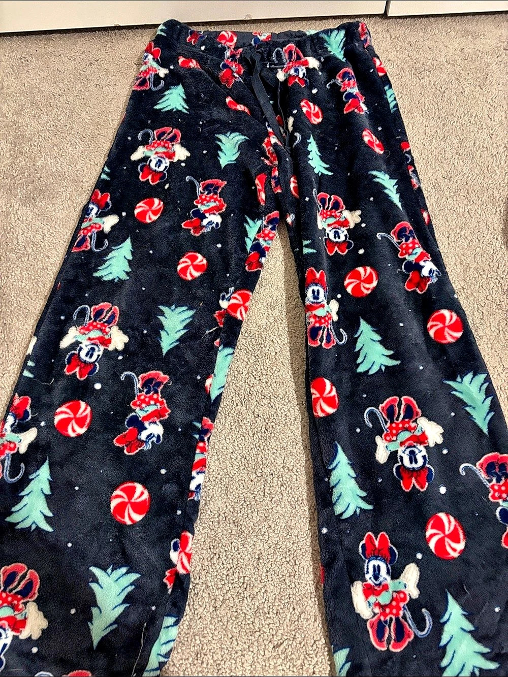 Disney Minnie Mouse Christmas Peppermint Fleece Pajama Pants